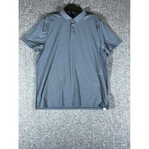 Rhone Mens Delta Pique Polo Shirt XL Grey Blue Fine Italian Fabric Short Sleeve